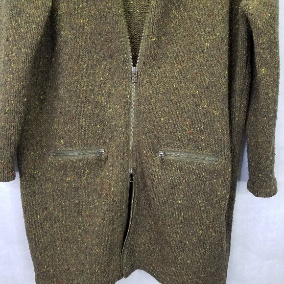 Sundance Full Zip Sweater Women's S Speckled Green Lambs Wool Cardigan Oversized - Picture 6 of 16